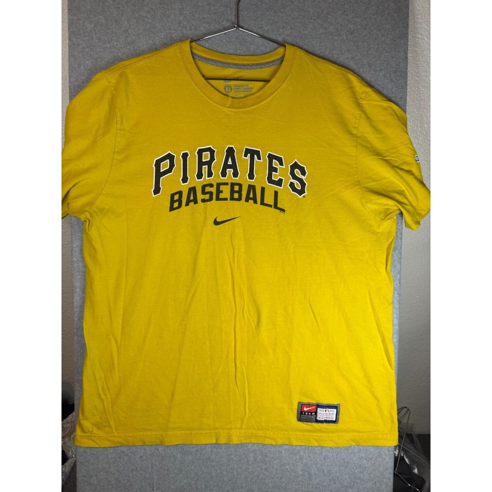 Nike Pittsburgh Pirates Baseball Shirt Mens XL Yellow MLB Short Sleeve Tee